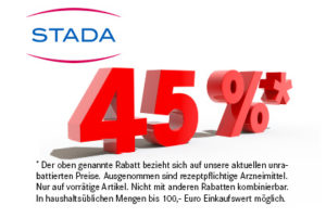 45 % mit Kundenkarte auf alle STADA-Produkte* vom 27.-29.07.